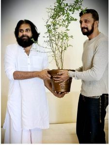 Kichcha Sudeep meets Pawan Kalyan at Janasena office